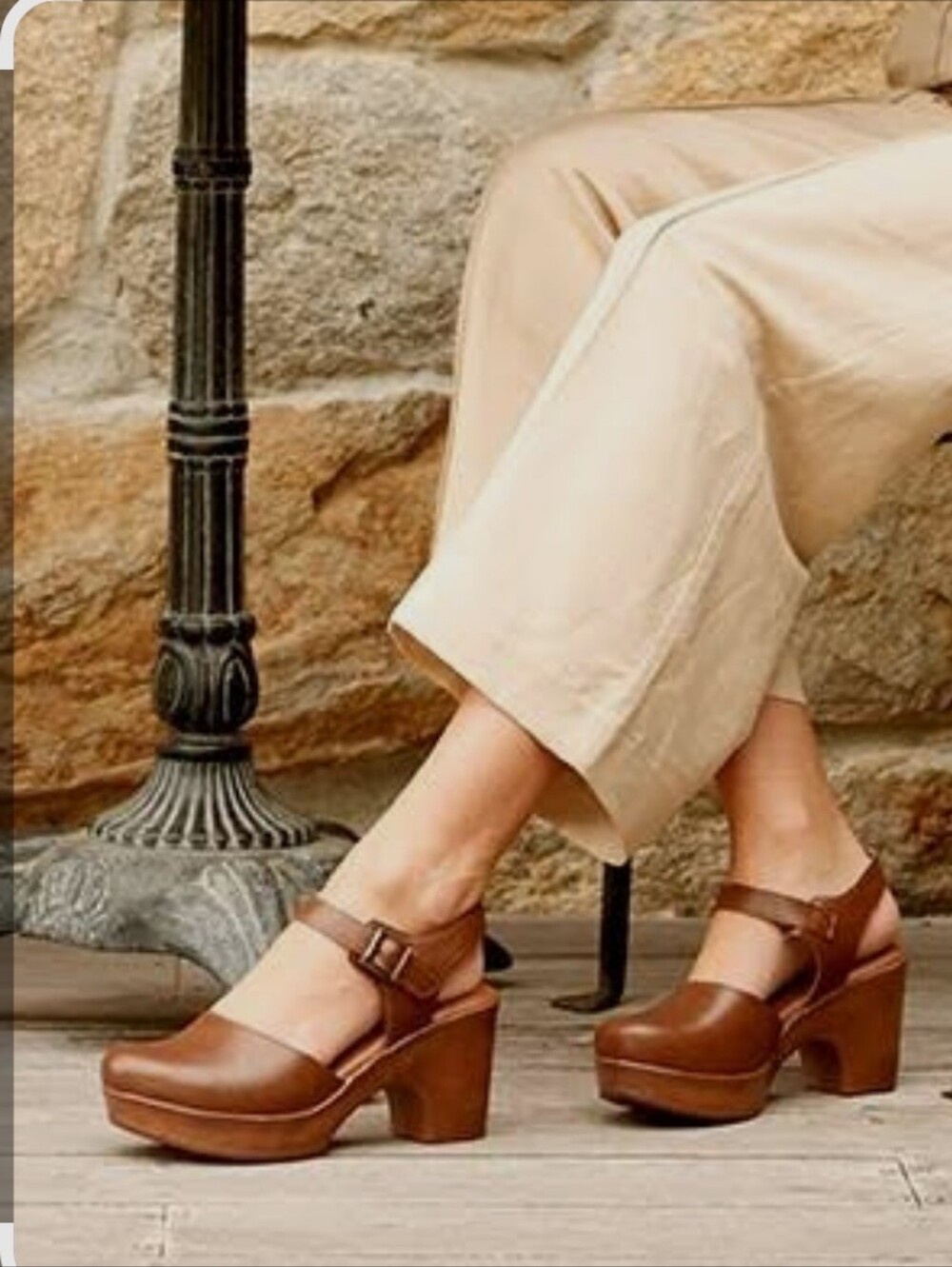 b.o.c. Gia Brown Perforated Platform Mary Jane Clogs Shoes Size 8.5M Boho